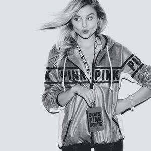PINK Victoria’s Secret Color Block Zip Up Hoodie Jacket